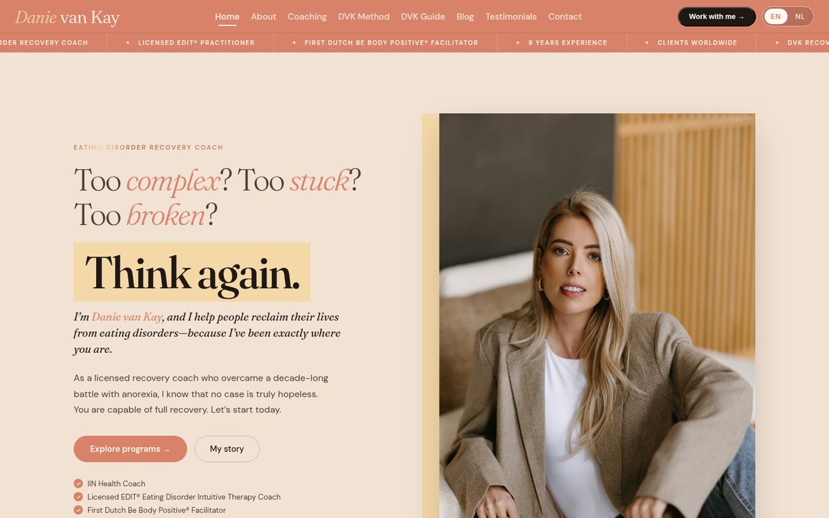 Screenshot of danievankay.com